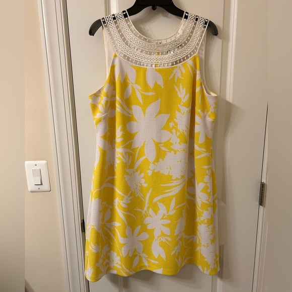 J Howard Sunny Yellow Floral Mini Dress - Picture 1 of 5